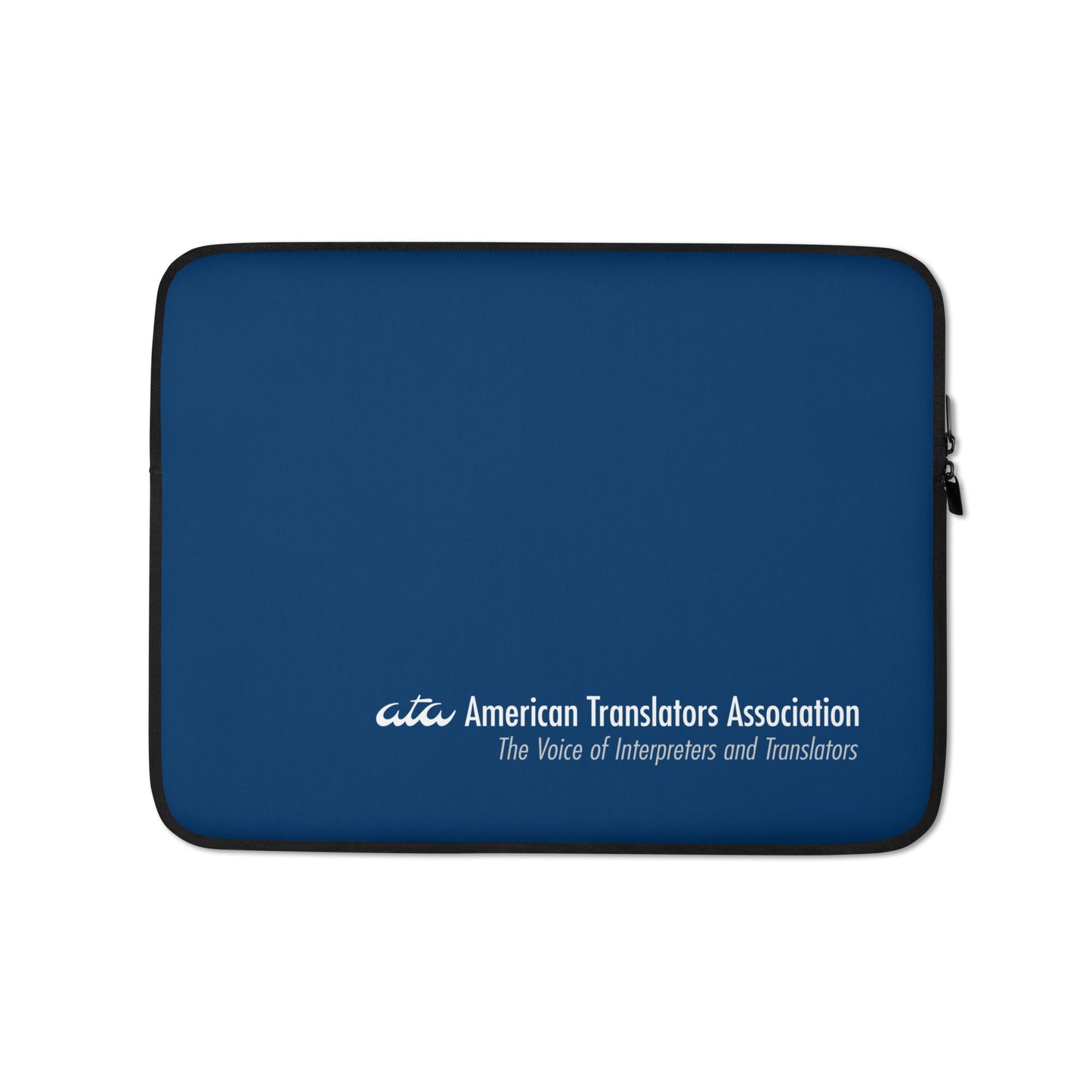 Padded Blue Laptop Sleeve with American Translators Association Logo