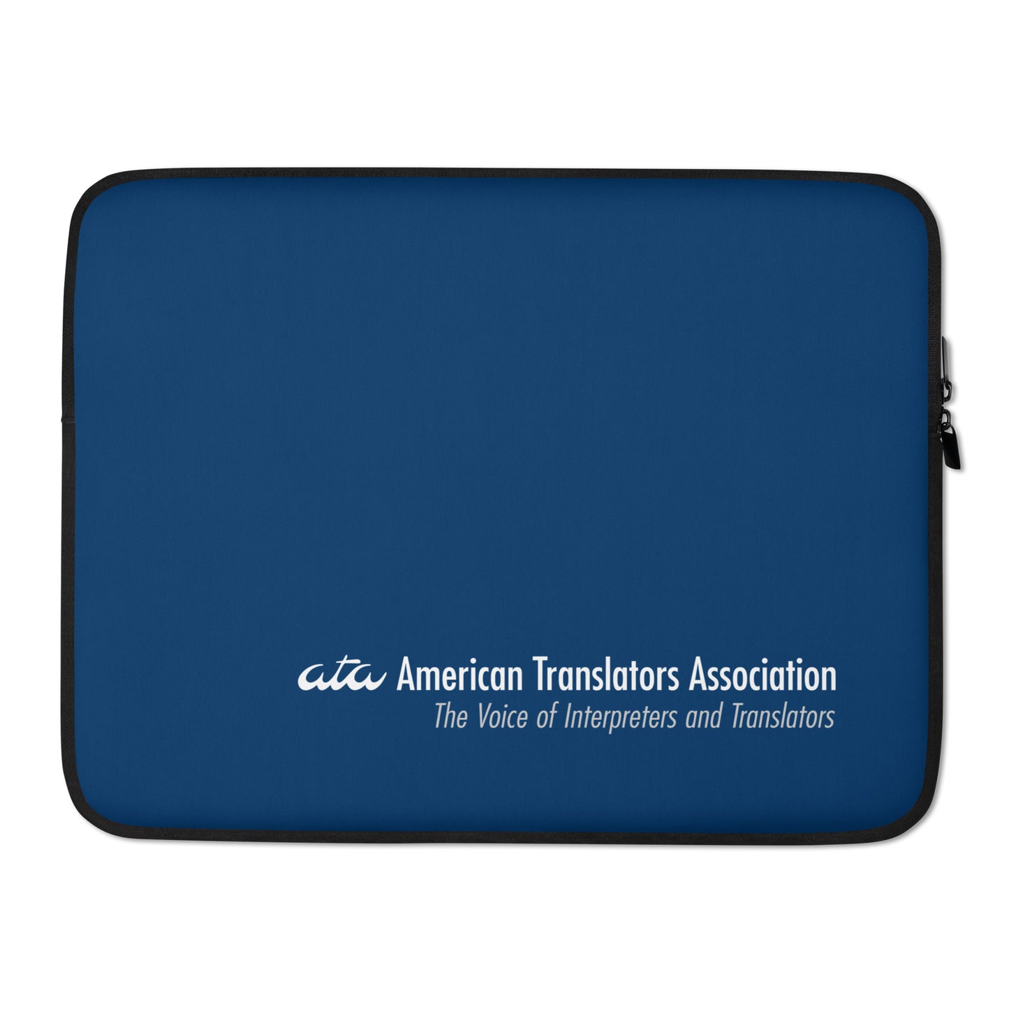 Padded Blue Laptop Sleeve with American Translators Association Logo