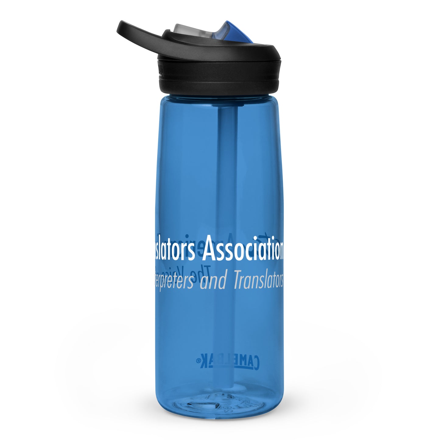 American Translators Association Blue Plastic Water Bottle (BPA Free)