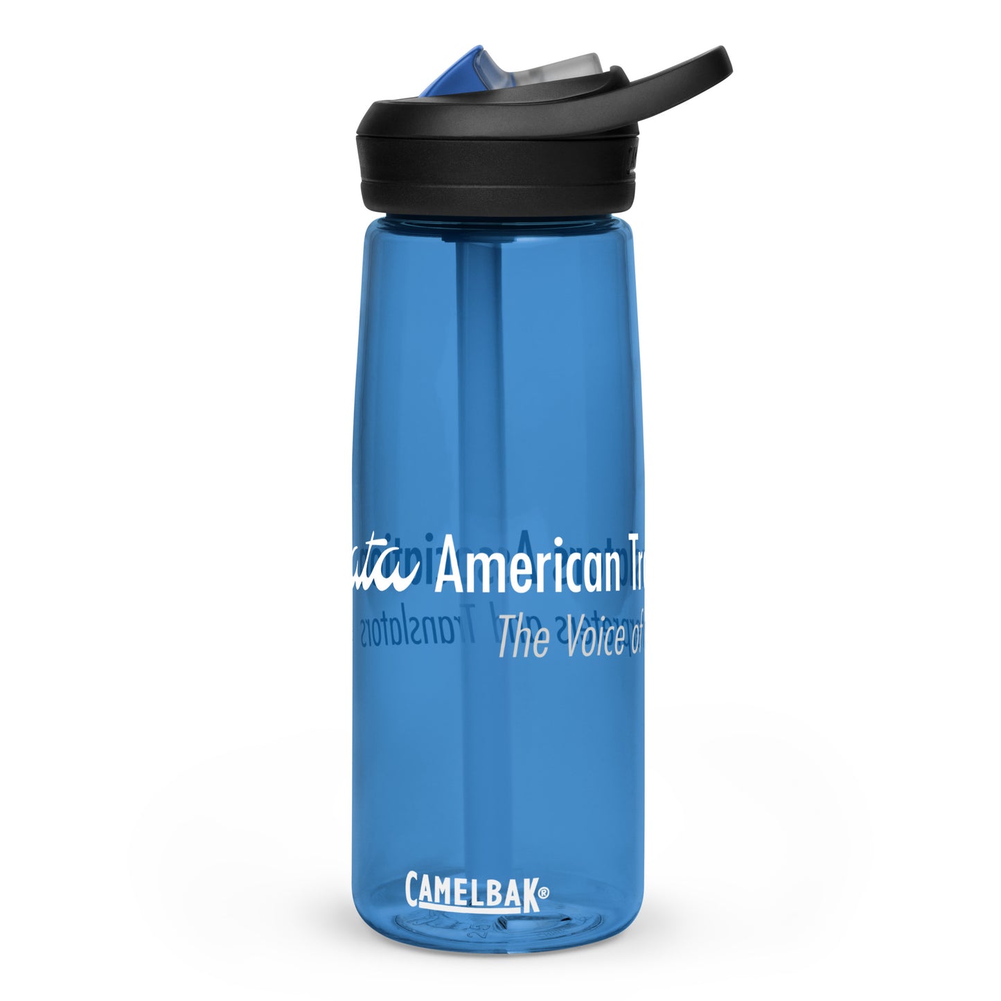 American Translators Association Blue Plastic Water Bottle (BPA Free)